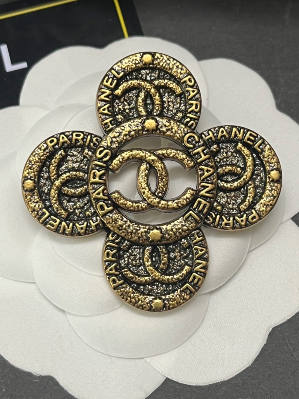 Double C Designer Rounded Cross Vintage Brooch